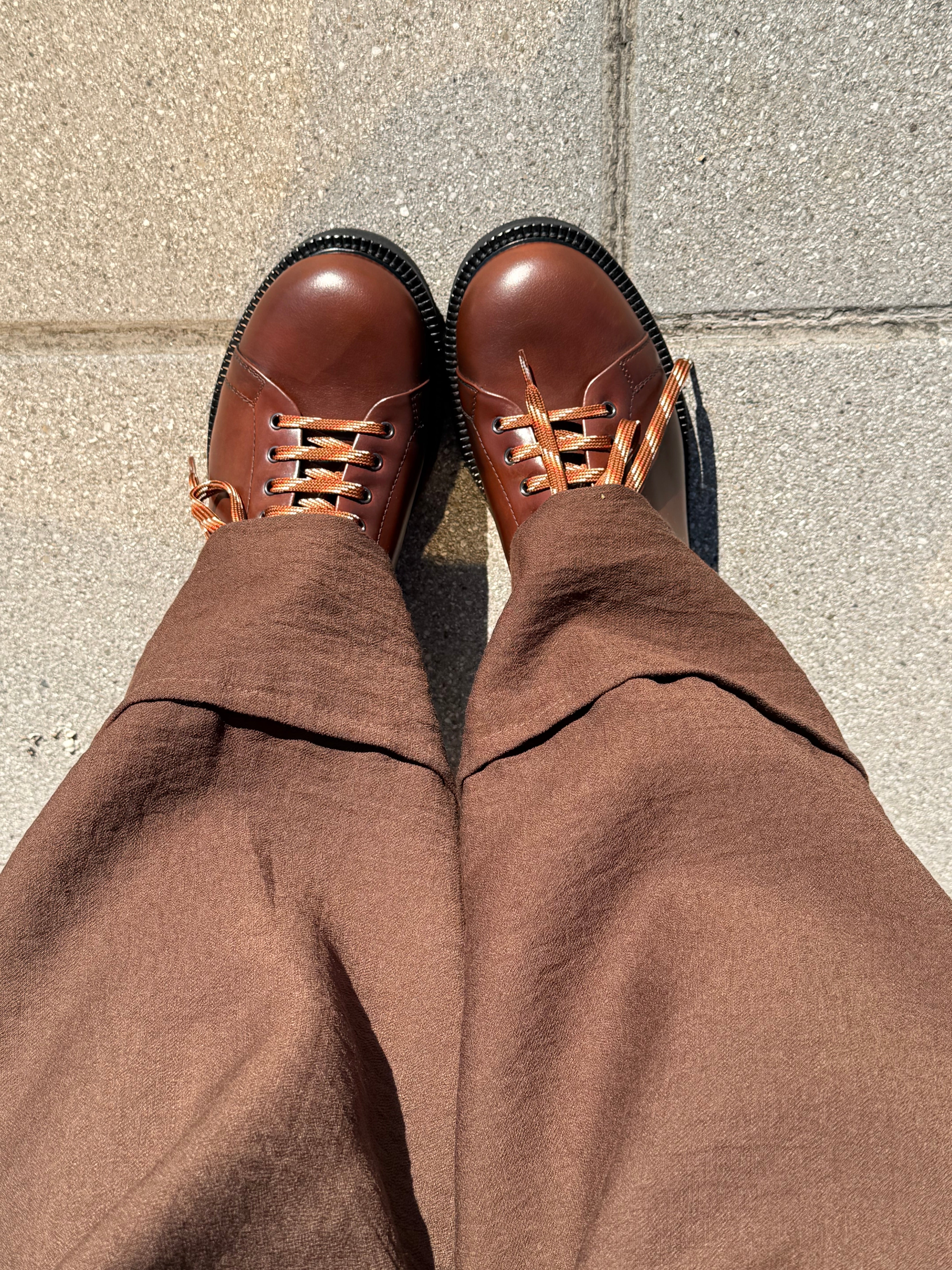 Image of Odle Brown scarpa bassa allacciata in pelle marrone artigianale marchigiana