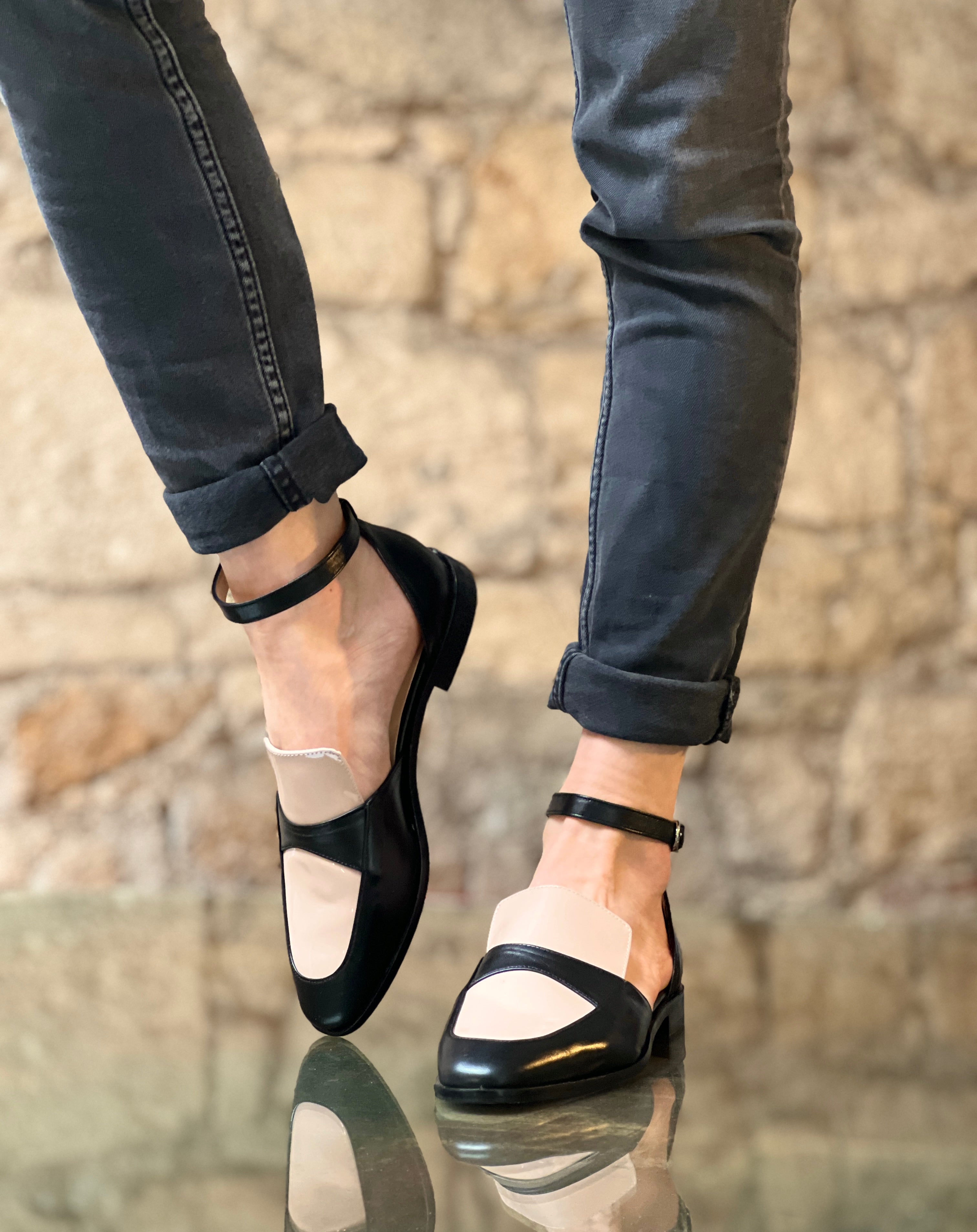 Mocassini Donna Aperti Scarpe Basse Nere Stile Mules Drusilla