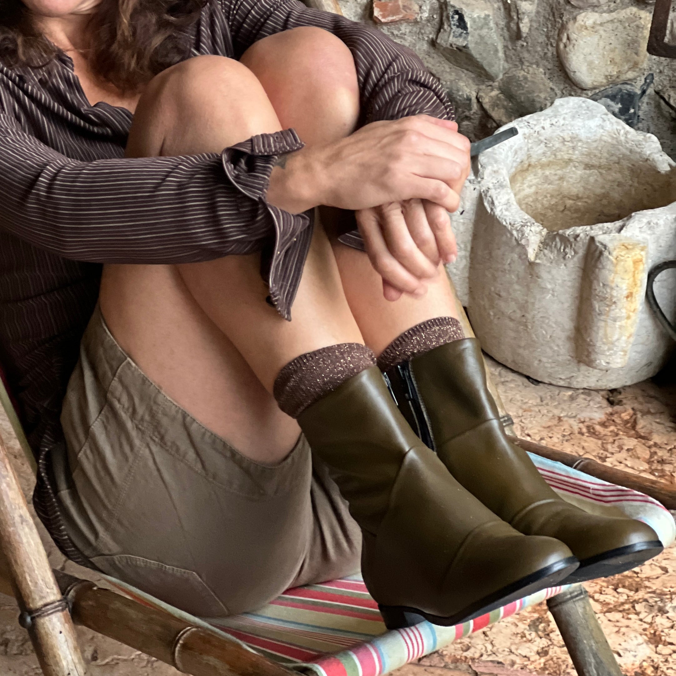 Image of Philò Green stivaletto in pelle verde scuro artigianale marchigiana