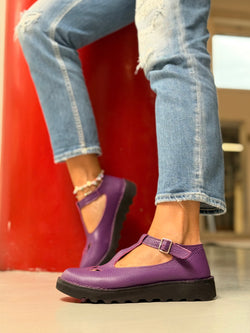 Image of Ciacola Purple bebe con occhietti in pelle viola artigianale toscana