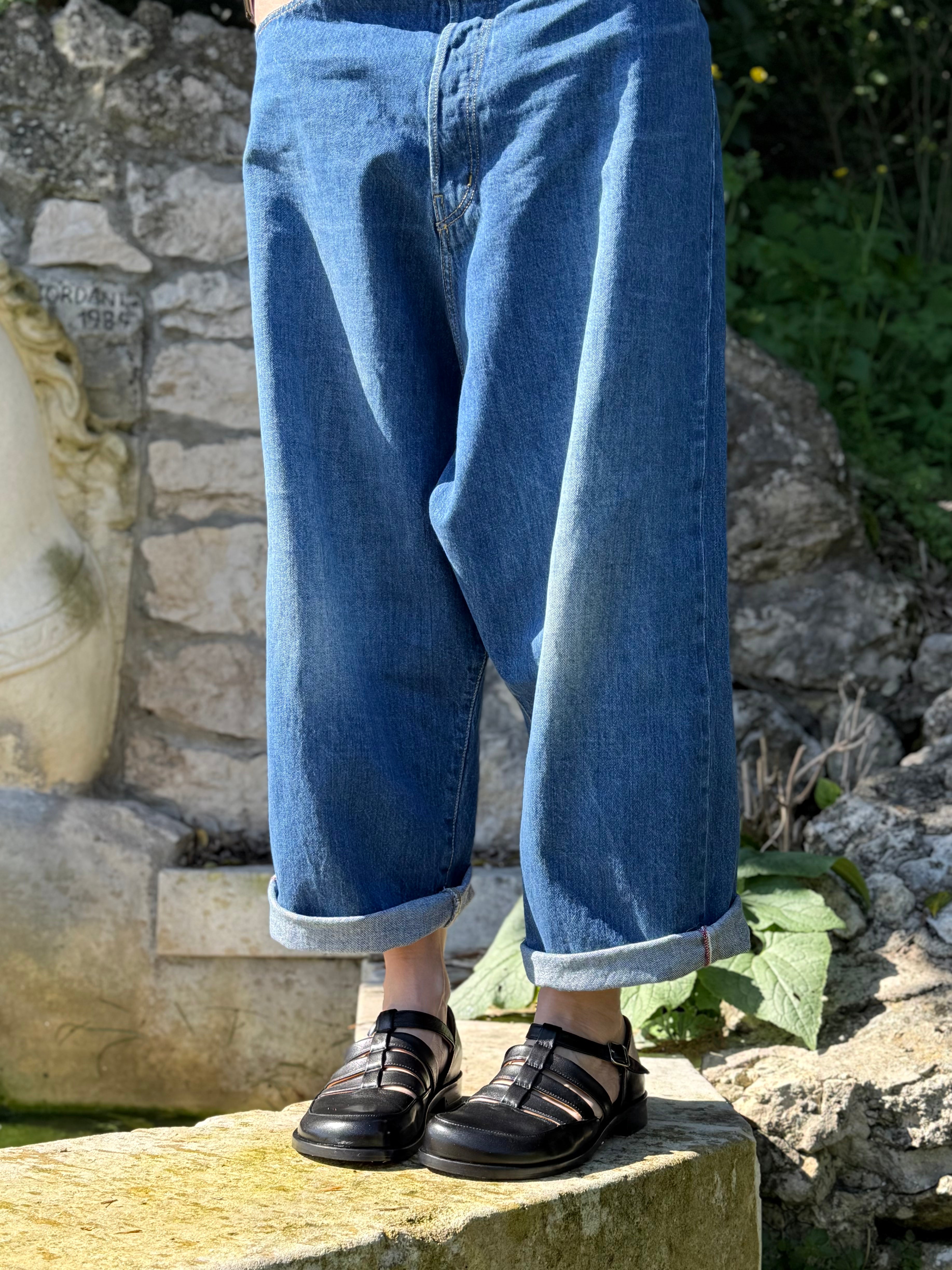 Image of Fratac Black scarpa bassa in nappa nera tacco 2 artigianale lagattaconglistivali