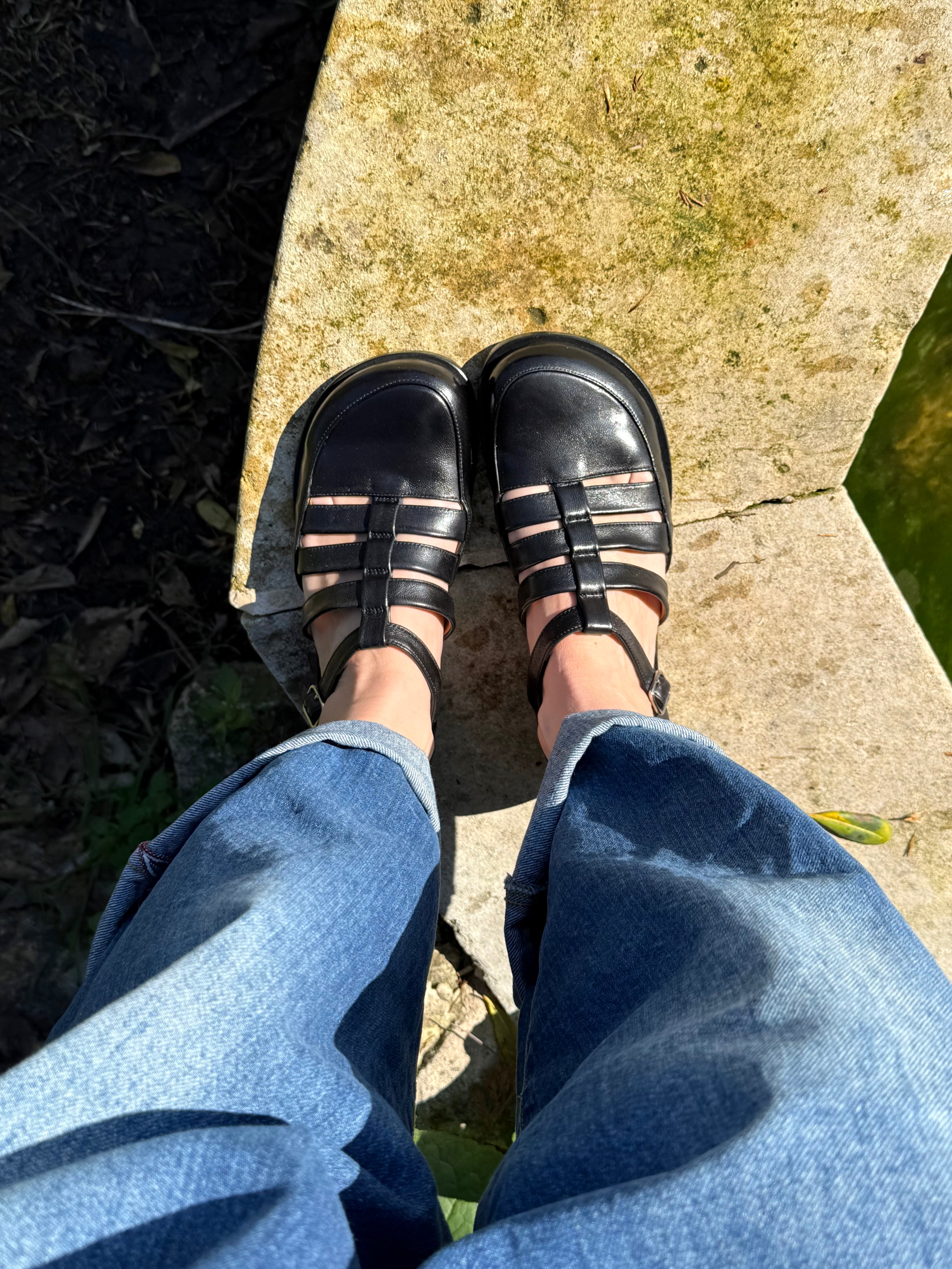 Image of Fratac Black scarpa bassa in nappa nera tacco 2 artigianale lagattaconglistivali