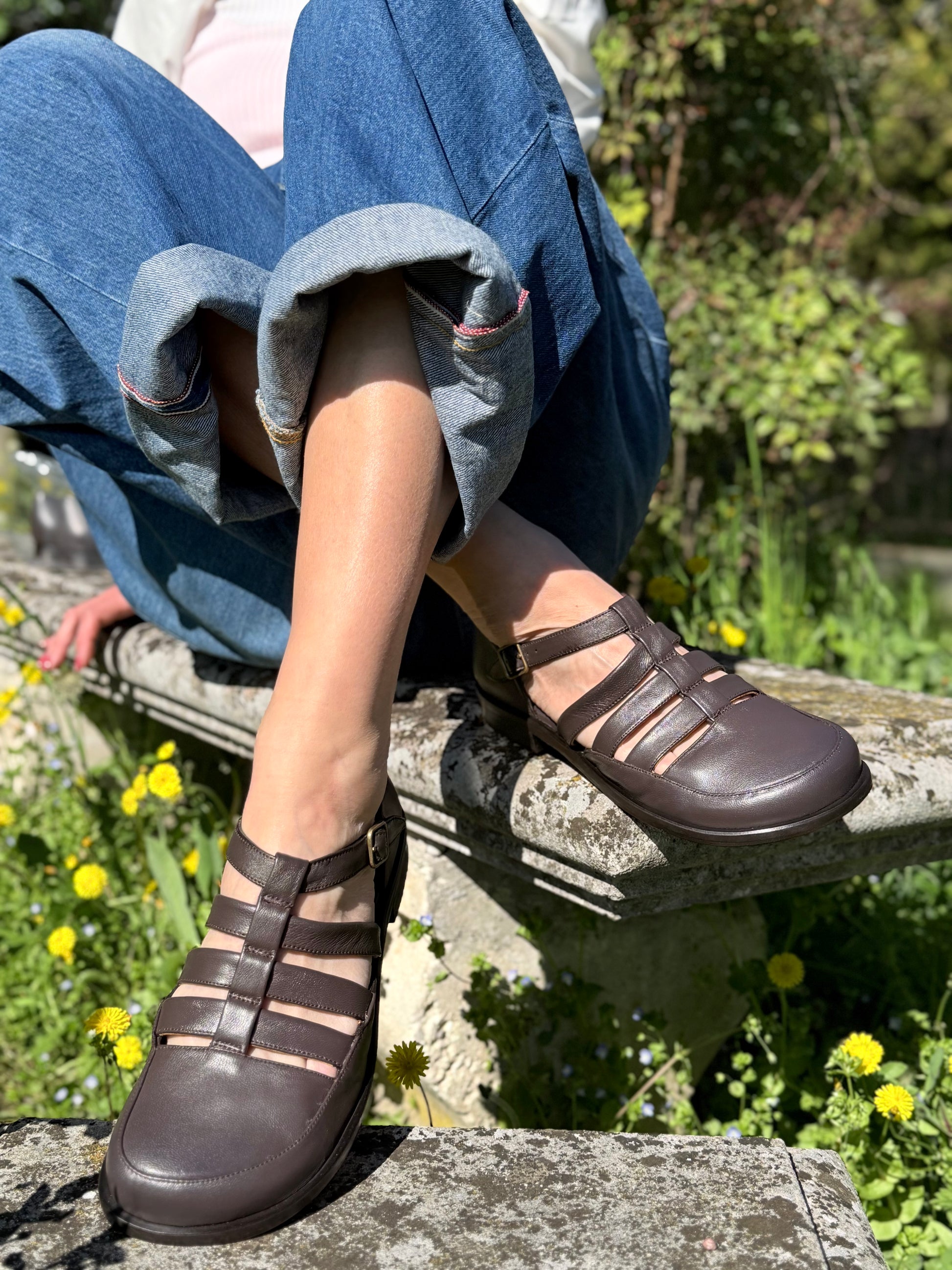Fratac Coffee scarpa bassa in nappa marrone tacco 2 artigianale lagattaconglistivali