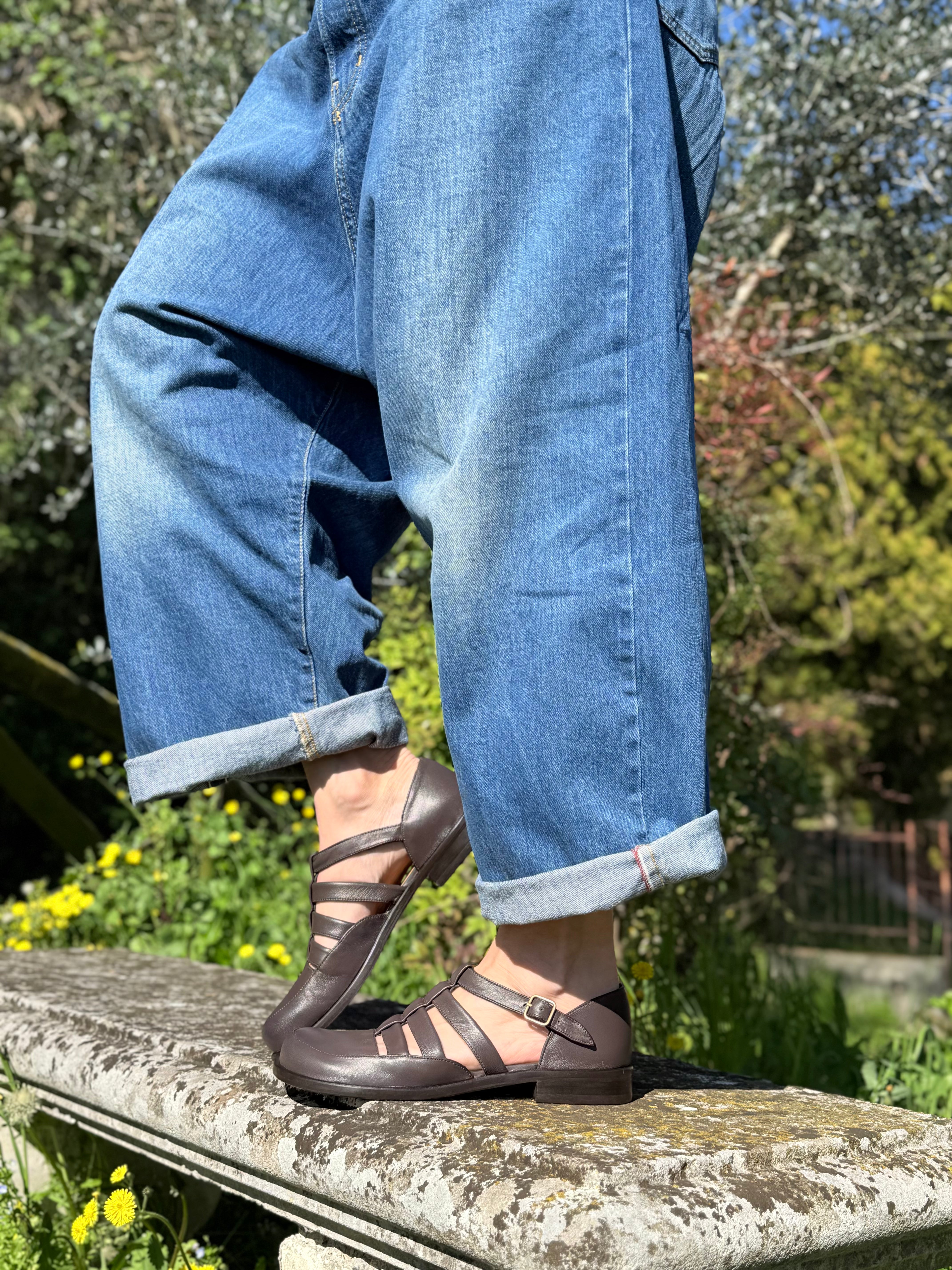 Image of Fratac Coffee scarpa bassa in nappa marrone tacco 2 artigianale lagattaconglistivali