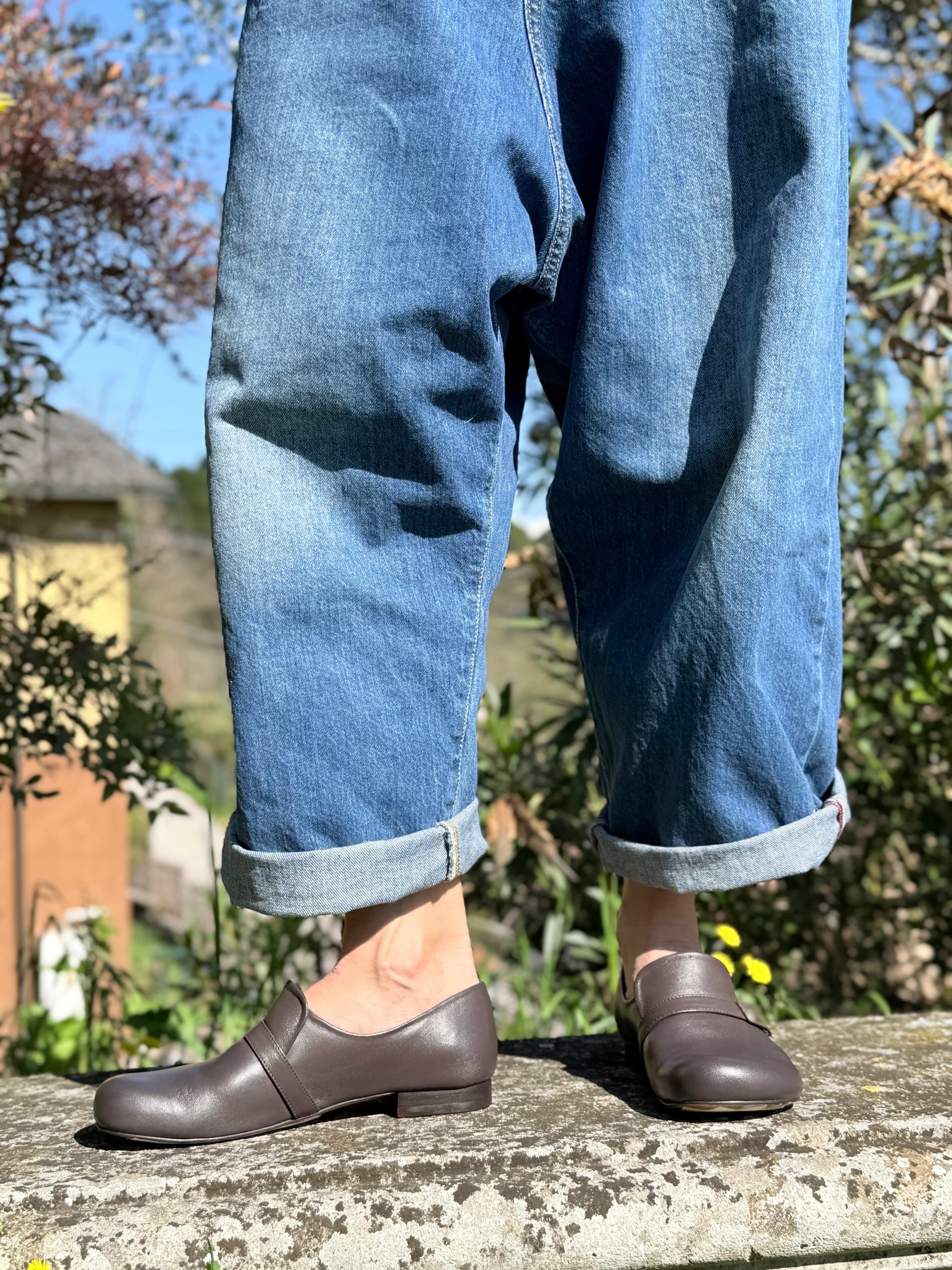 Image of Dorian Coffee mocassino in nappa color marrone tacco 1.5 artigianale lagattaconglistivali