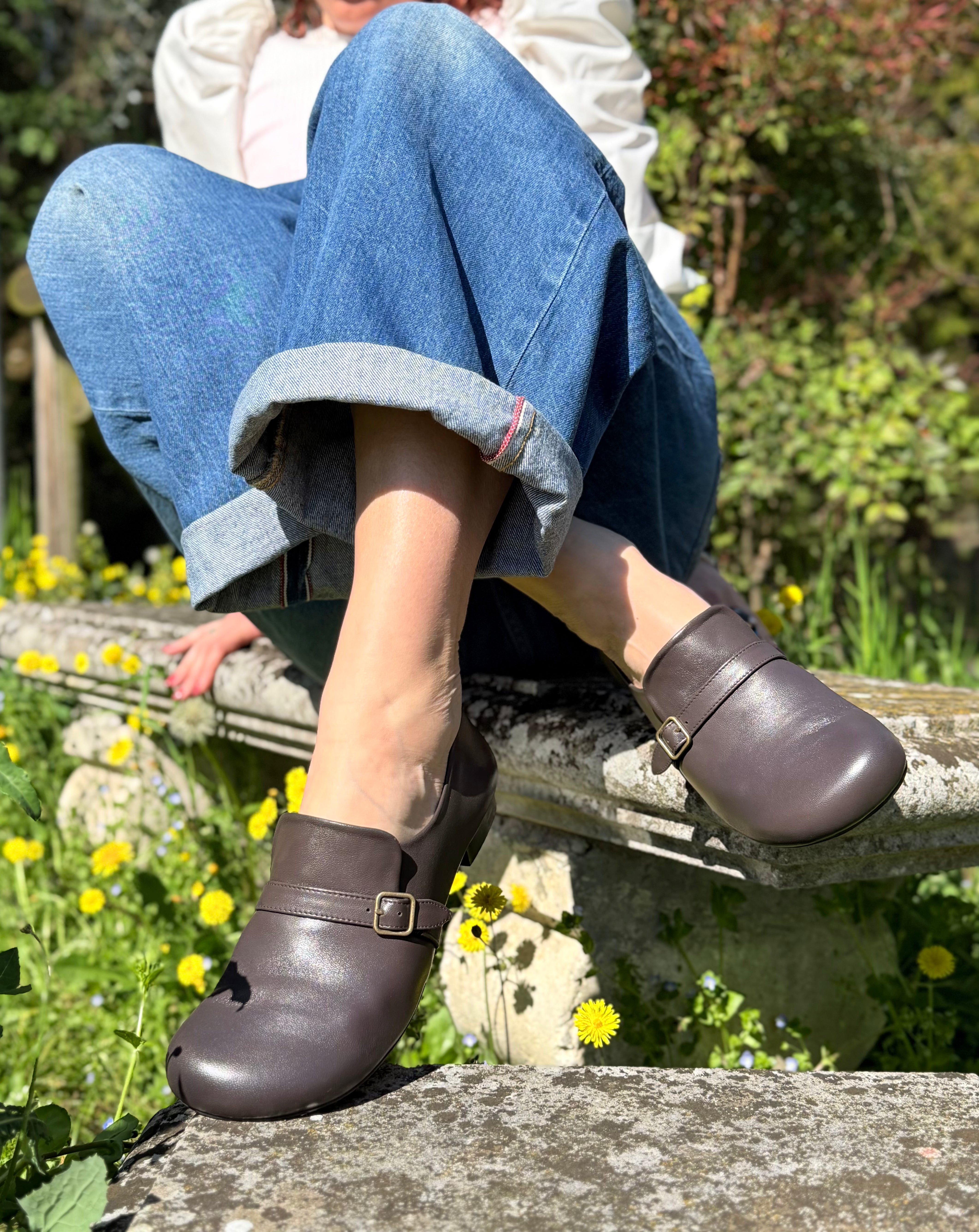 Image of Dorian Coffee mocassino in nappa color marrone tacco 1.5 artigianale lagattaconglistivali