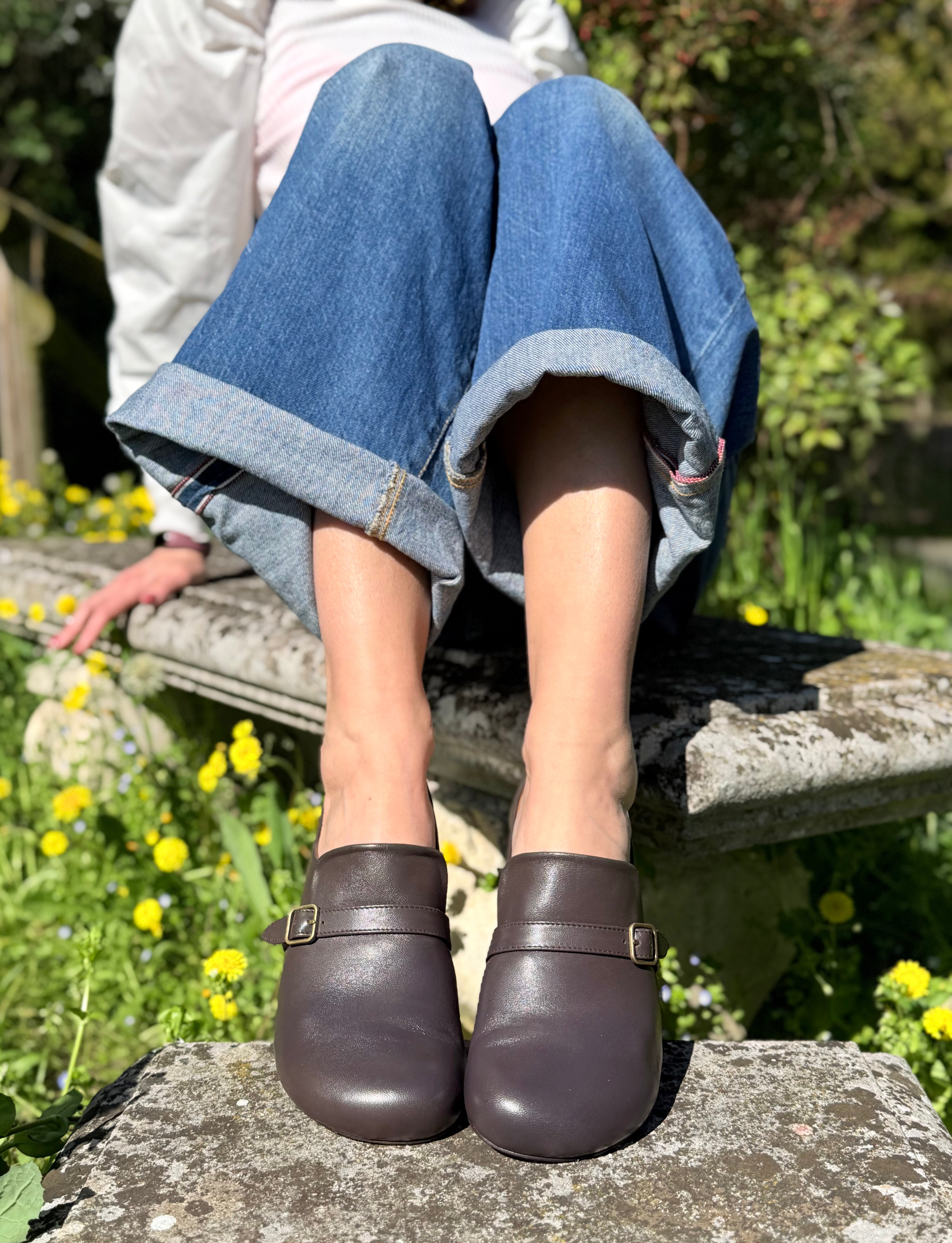 Image of Dorian Coffee mocassino in nappa color marrone tacco 1.5 artigianale lagattaconglistivali