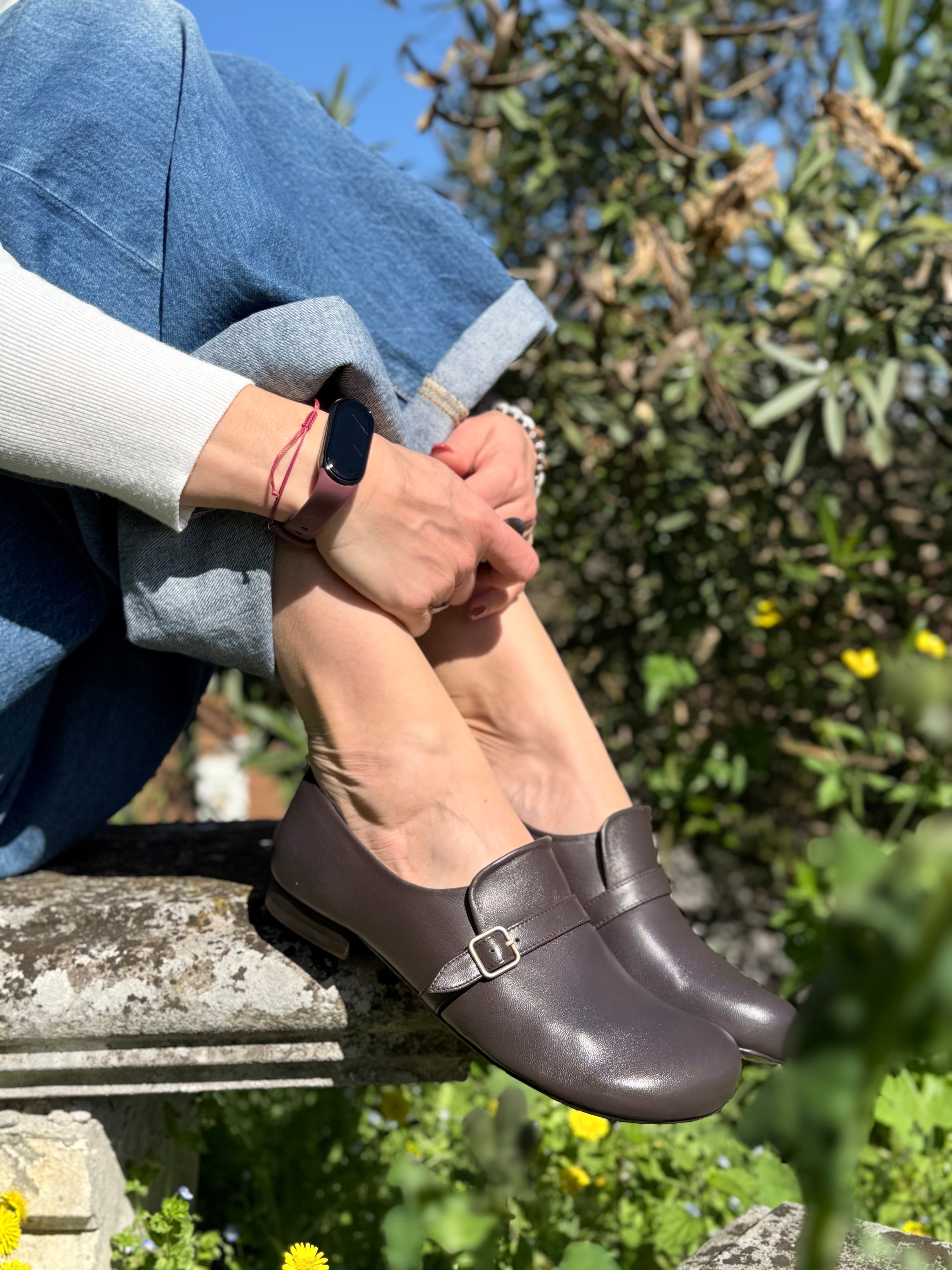 Image of Dorian Coffee mocassino in nappa color marrone tacco 1.5 artigianale lagattaconglistivali
