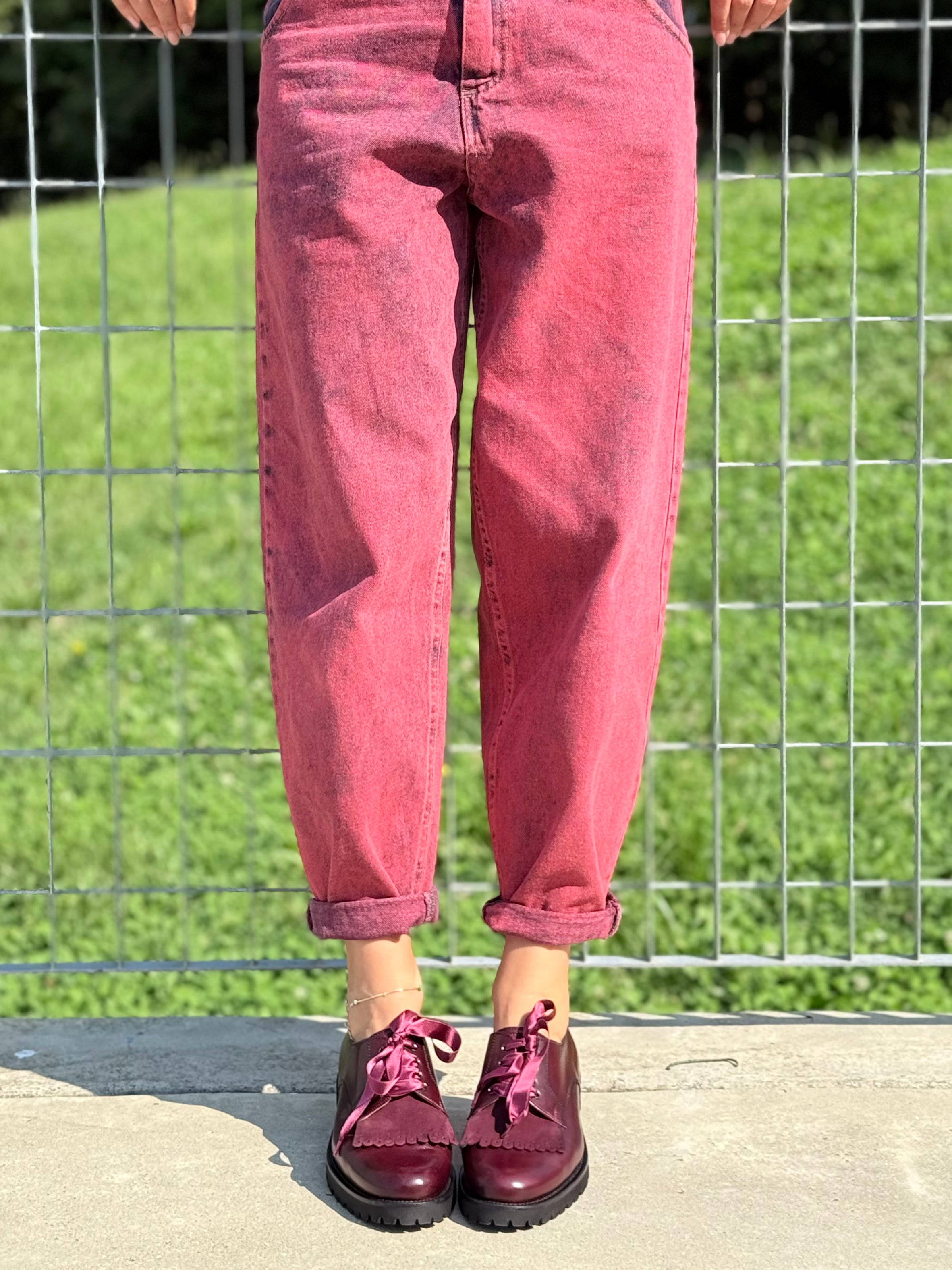 Tiger Bordeaux scarpa bassa allacciata in nappa bordeaux artigianale marchigiana