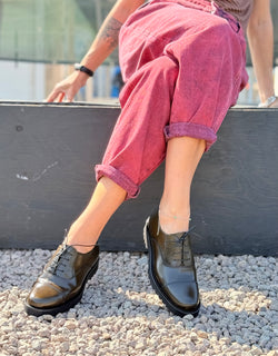 Image of Bogart Green scarpa bassa allacciata in nappa verde artigianale marchigiana