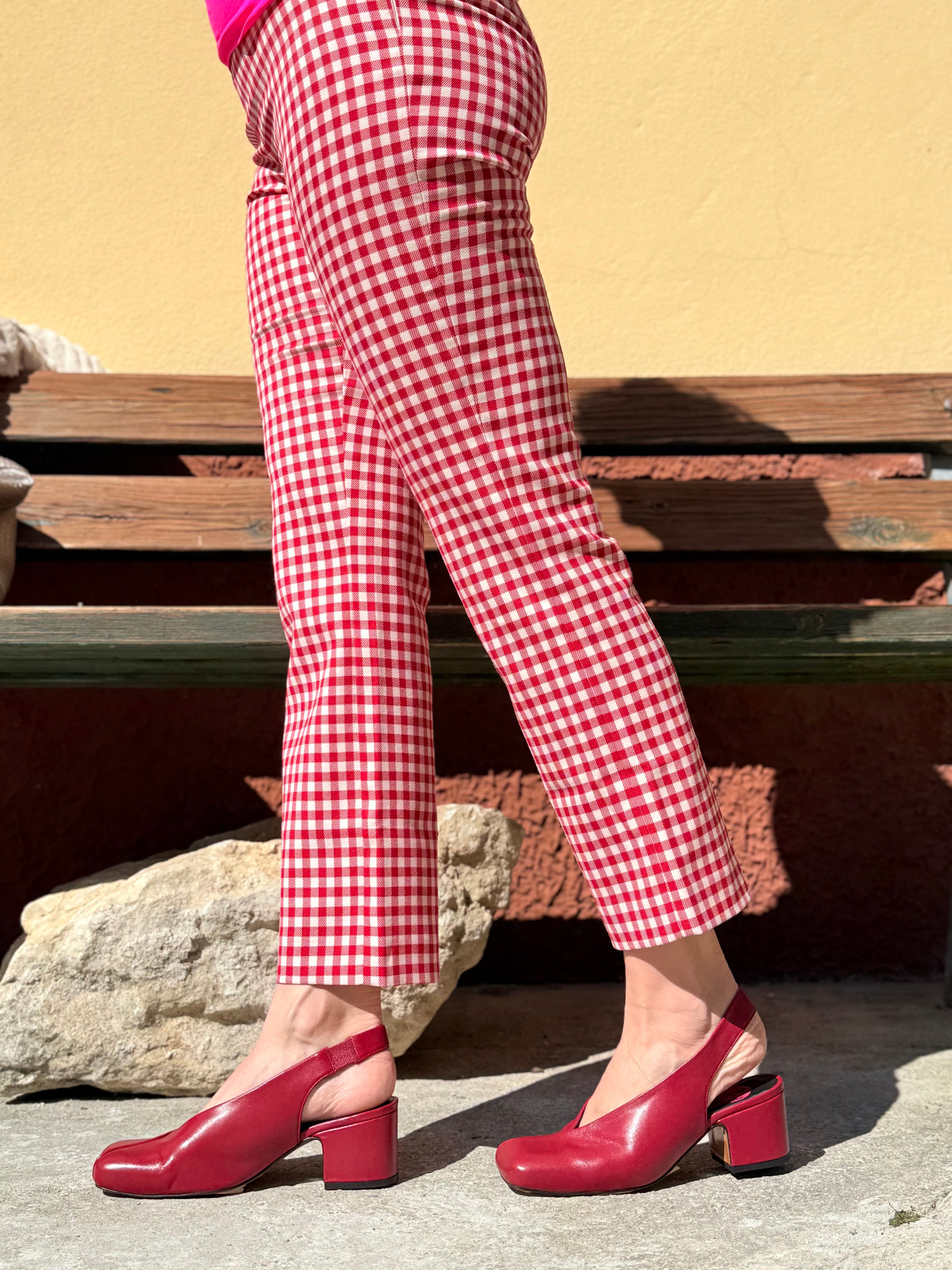 Image of Jappo Cherry chanel in nappa ciliegia tacco 6 artigianale Lagattaconglistivali