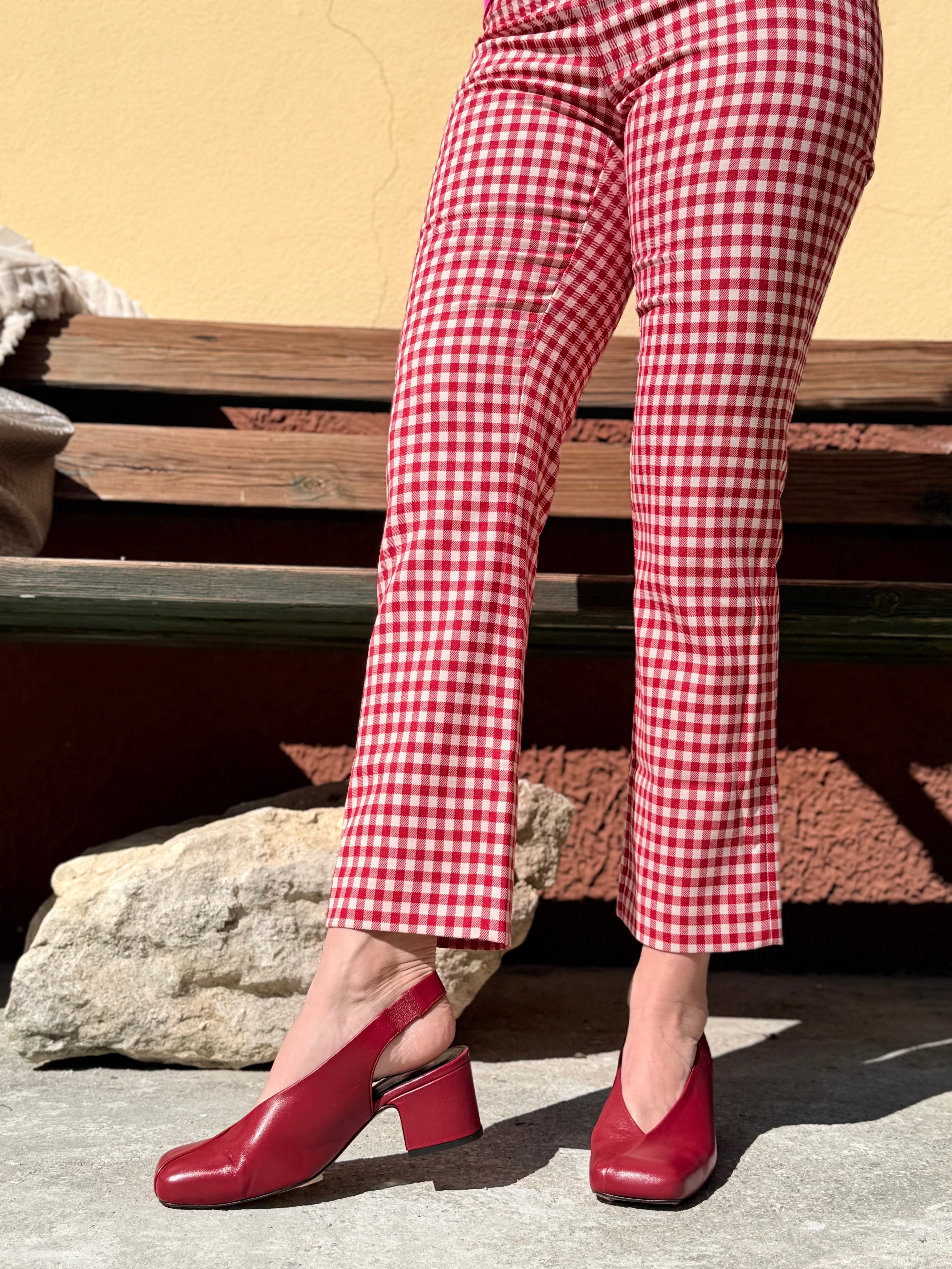 Image of Jappo Cherry chanel in nappa ciliegia tacco 6 artigianale Lagattaconglistivali