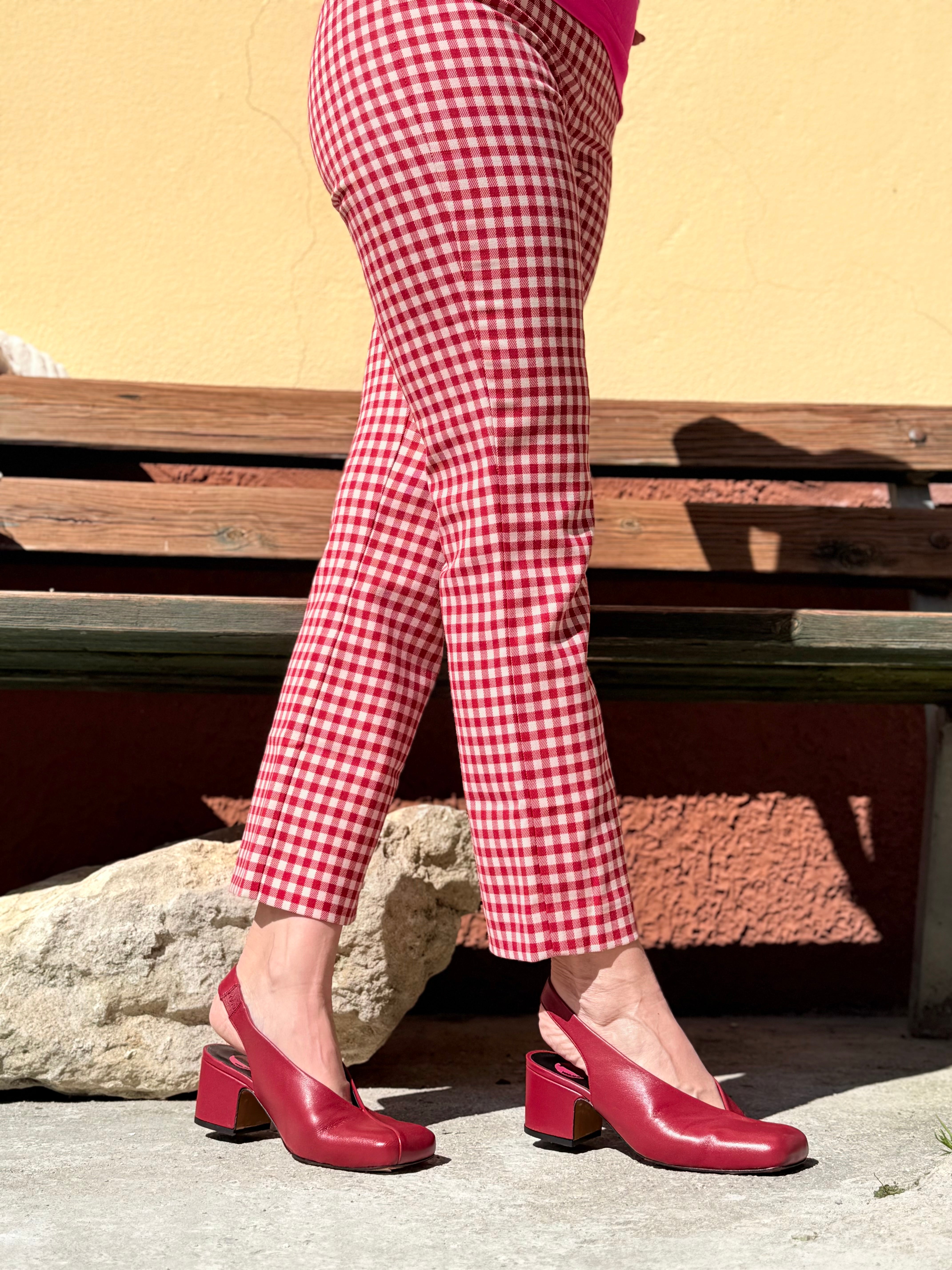 Image of Jappo Cherry chanel in nappa ciliegia tacco 6 artigianale Lagattaconglistivali