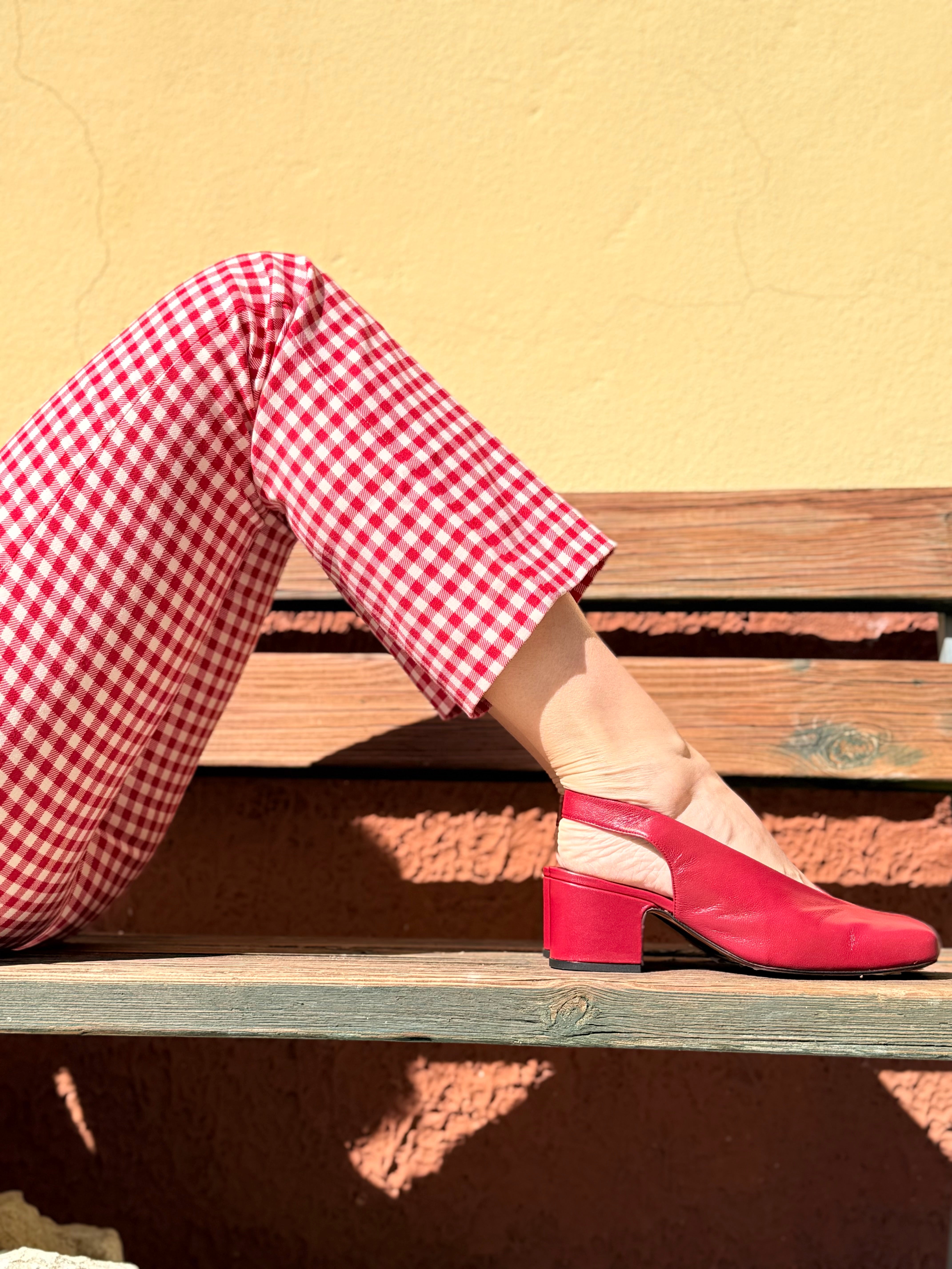 Image of Jappo Cherry chanel in nappa ciliegia tacco 6 artigianale Lagattaconglistivali