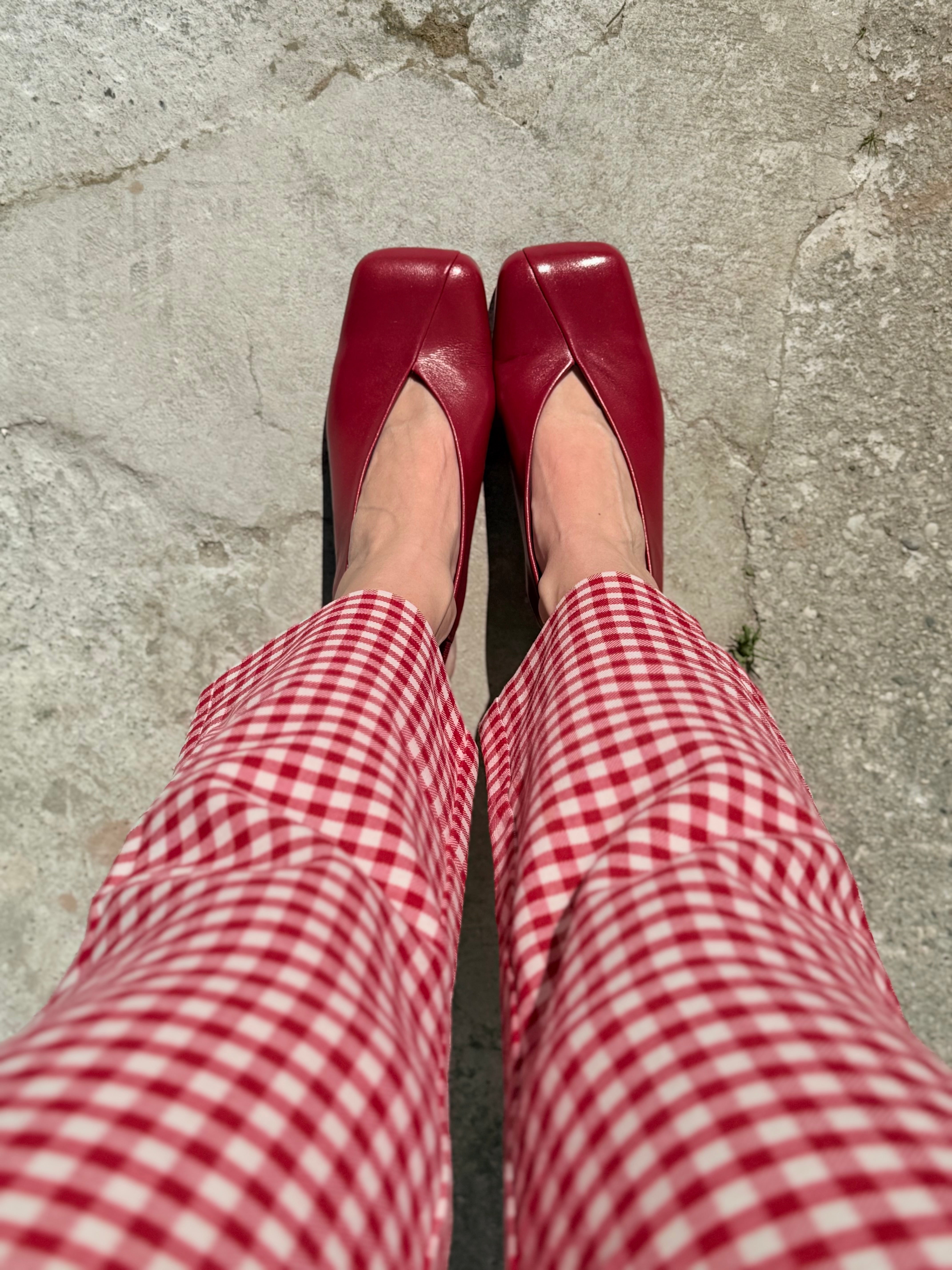 Image of Jappo Cherry chanel in nappa ciliegia tacco 6 artigianale Lagattaconglistivali