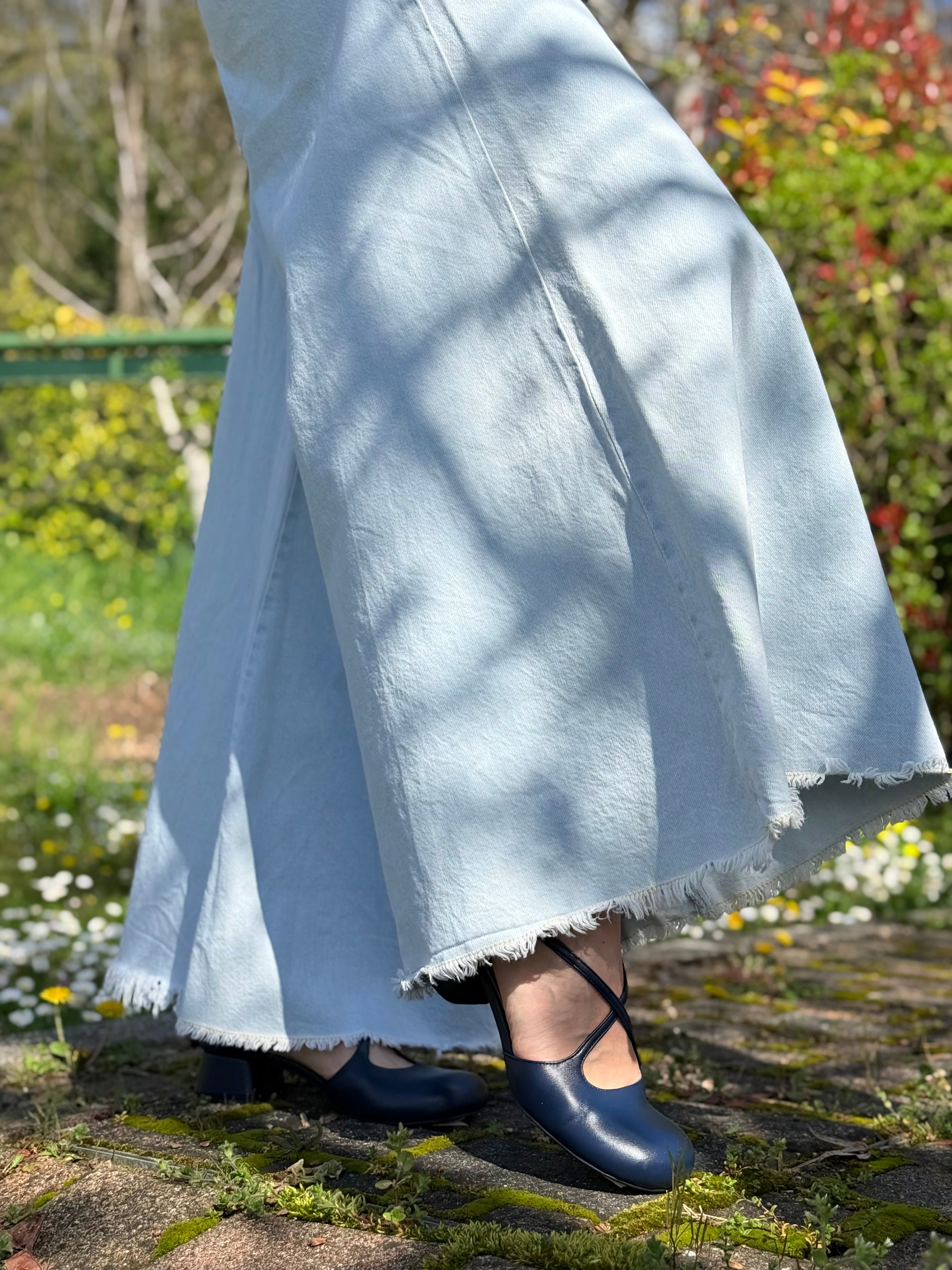 Image of Zelda Navy scarpa bassa d'orsay in nappa blu tacco 3.5 lagattaconglistivali