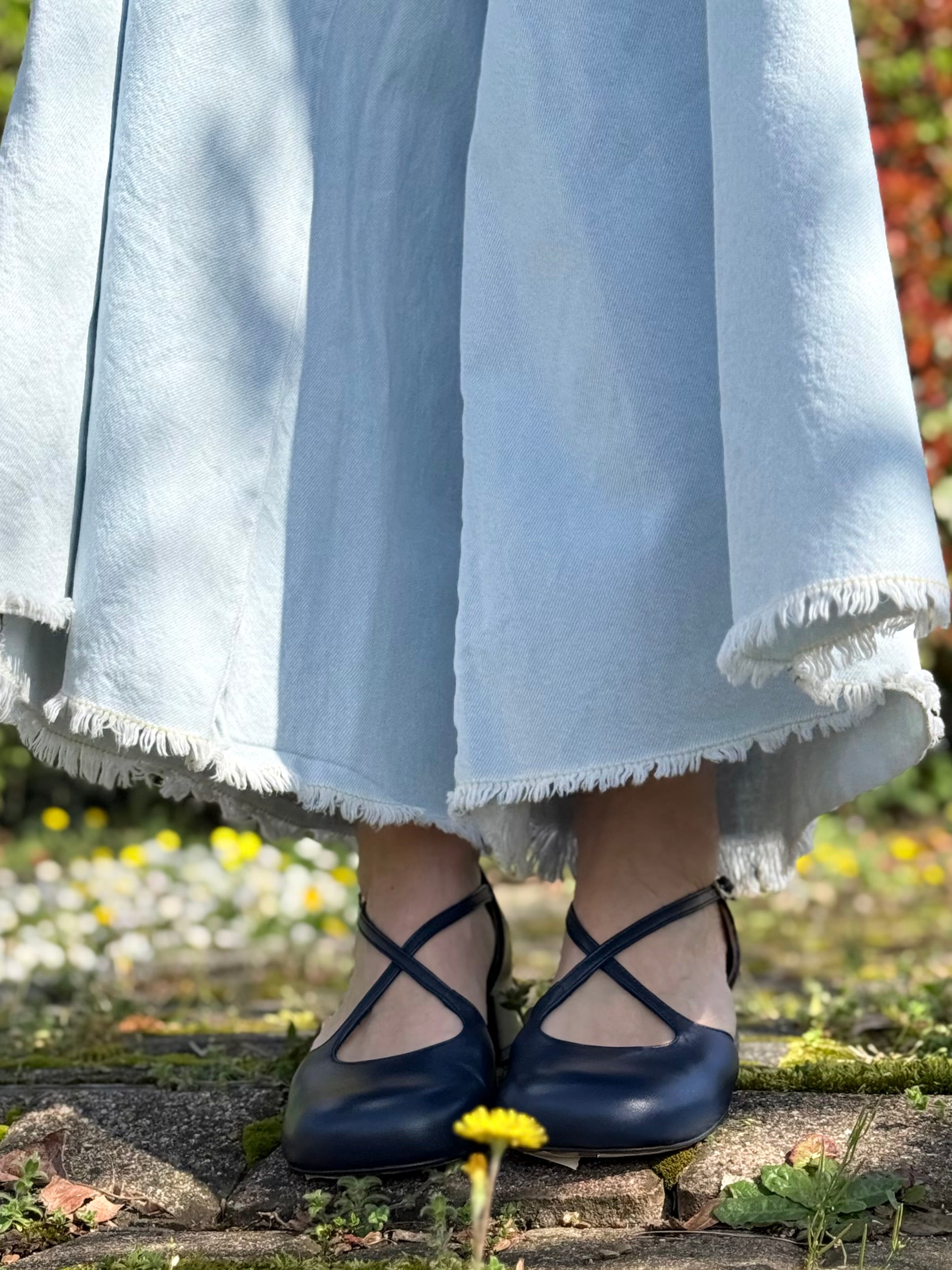 Image of Zelda Navy scarpa bassa d'orsay in nappa blu tacco 3.5 lagattaconglistivali