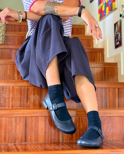Image of Rui Blue ballerina con cinturino in nappa blu tacco 1,5 lavorazione artigianale