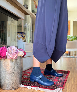 Image of Rui Blue ballerina con cinturino in nappa blu tacco 1,5 lavorazione artigianale