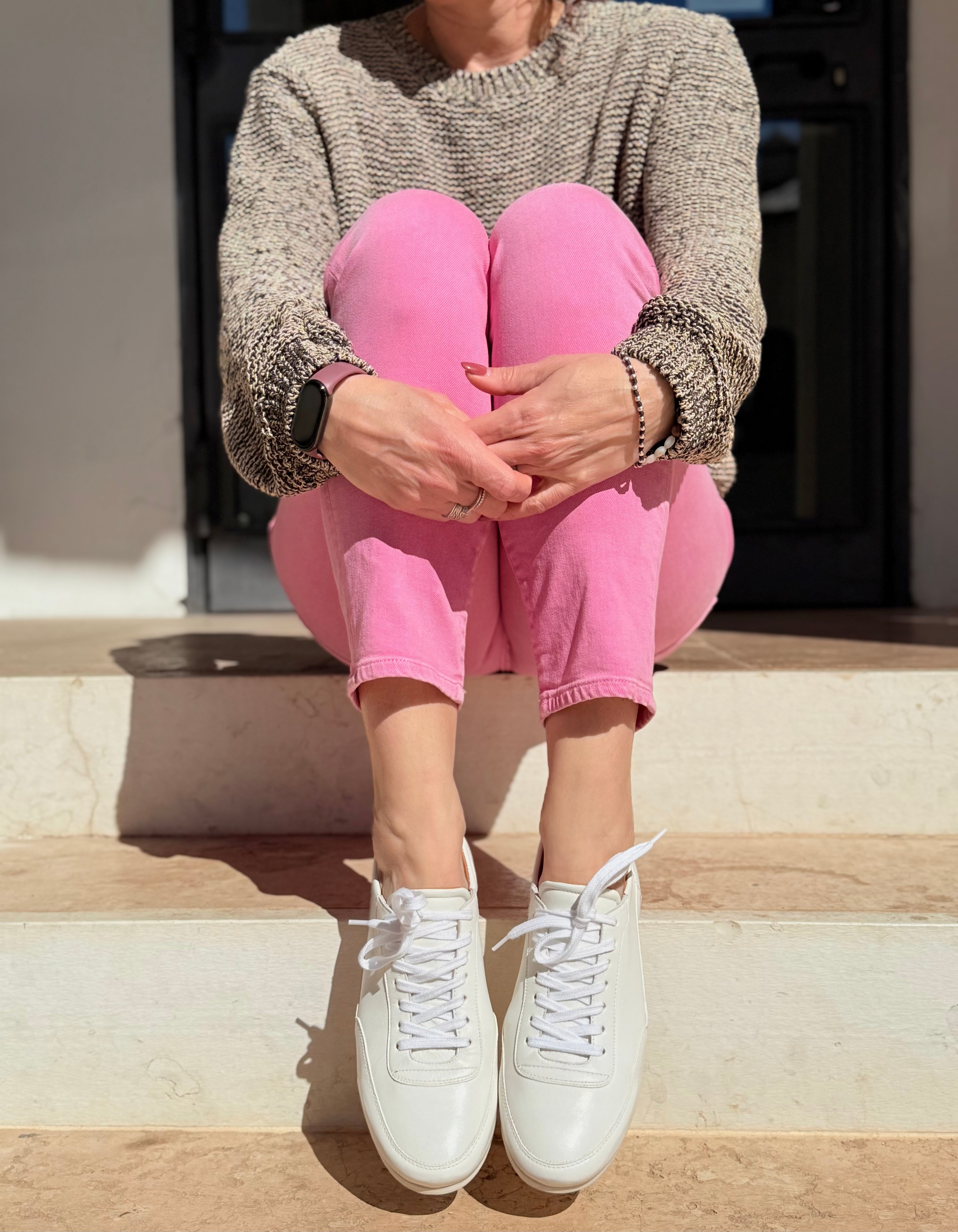 Image of Miuccia Milk sneakers in nappa bianca artigianale lagattaconglistivali