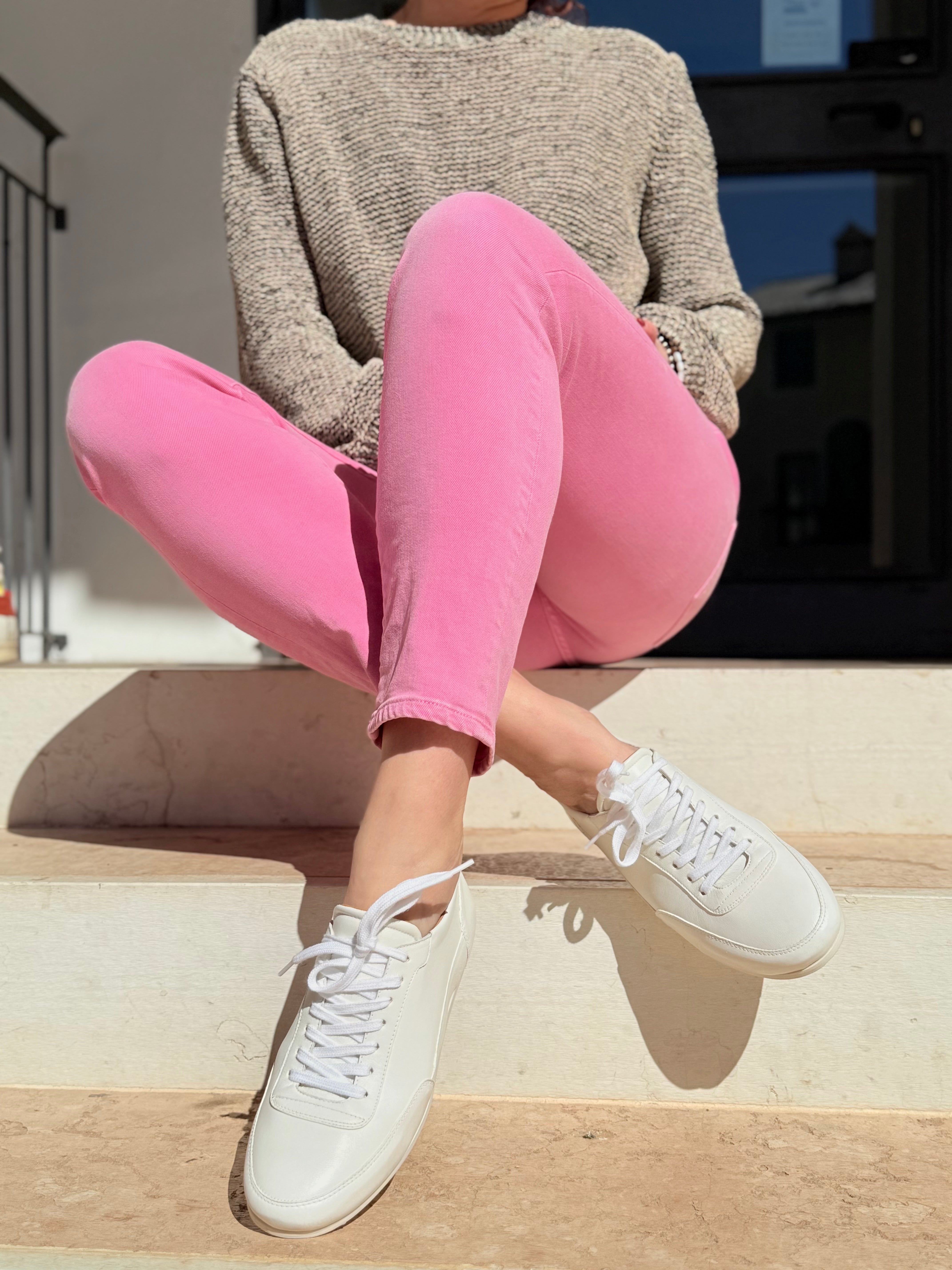 Image of Miuccia Milk sneakers in nappa bianca artigianale lagattaconglistivali