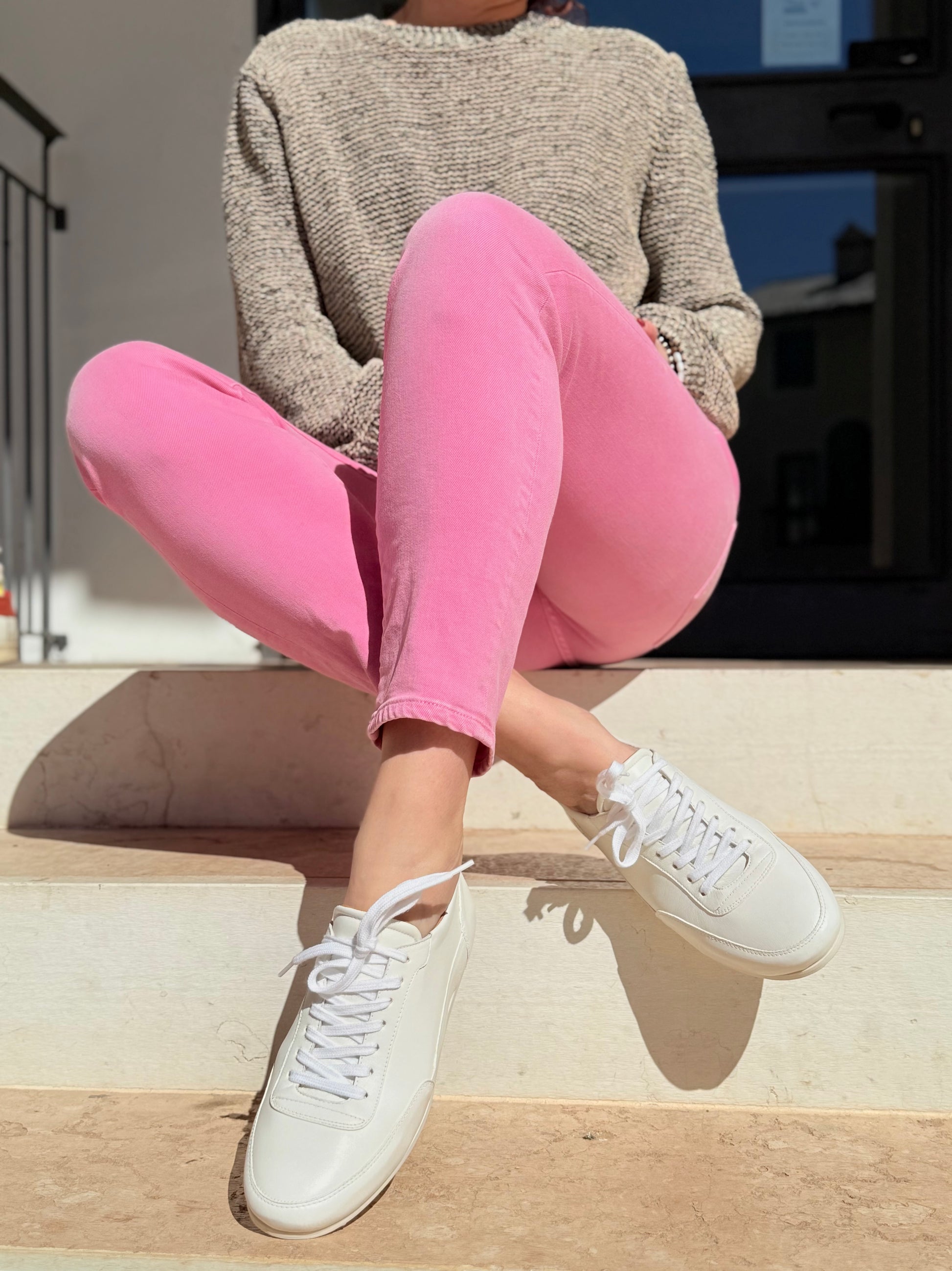 Miuccia Milk sneakers in nappa bianca artigianale lagattaconglistivali
