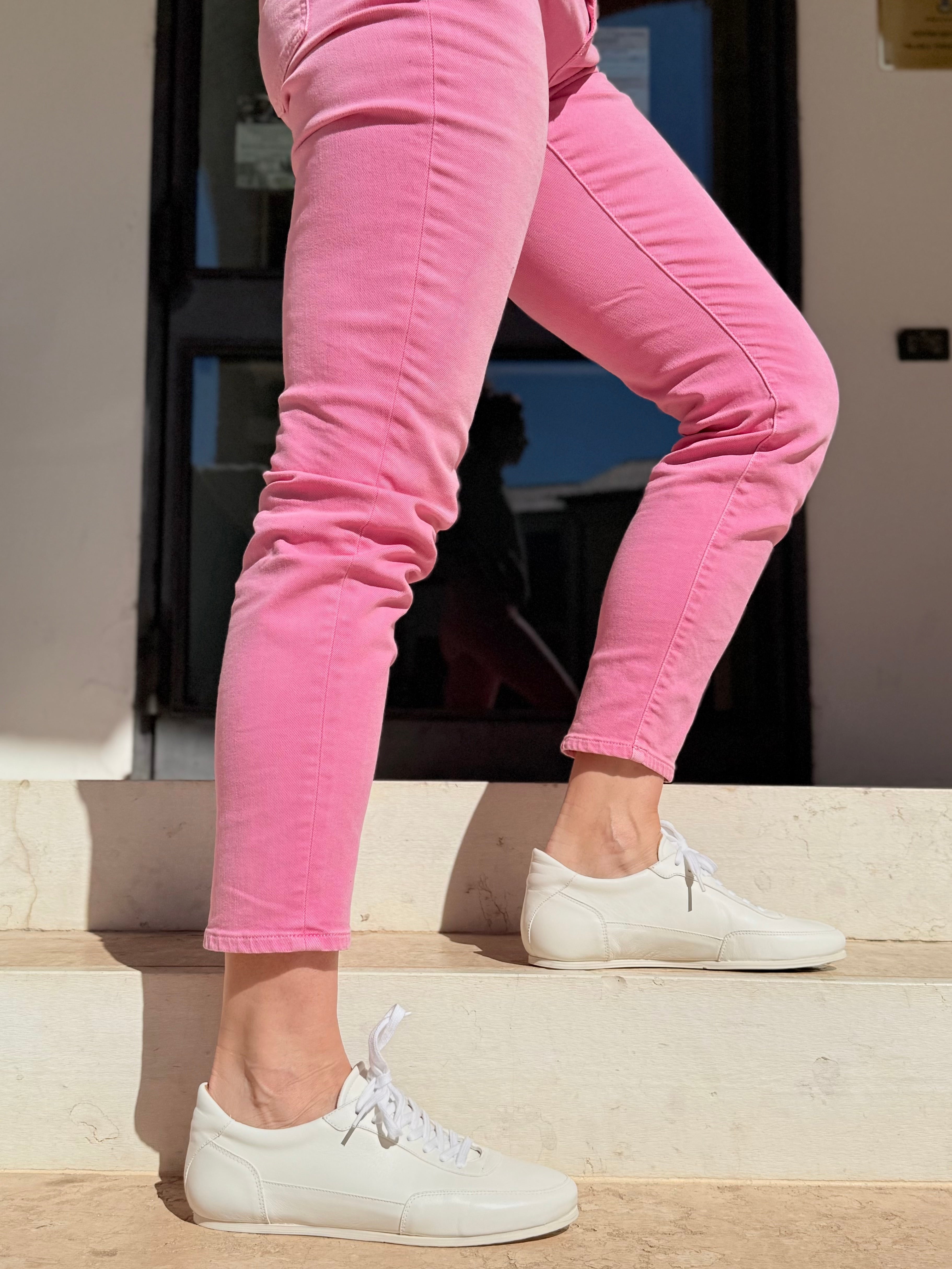 Image of Miuccia Milk sneakers in nappa bianca artigianale lagattaconglistivali