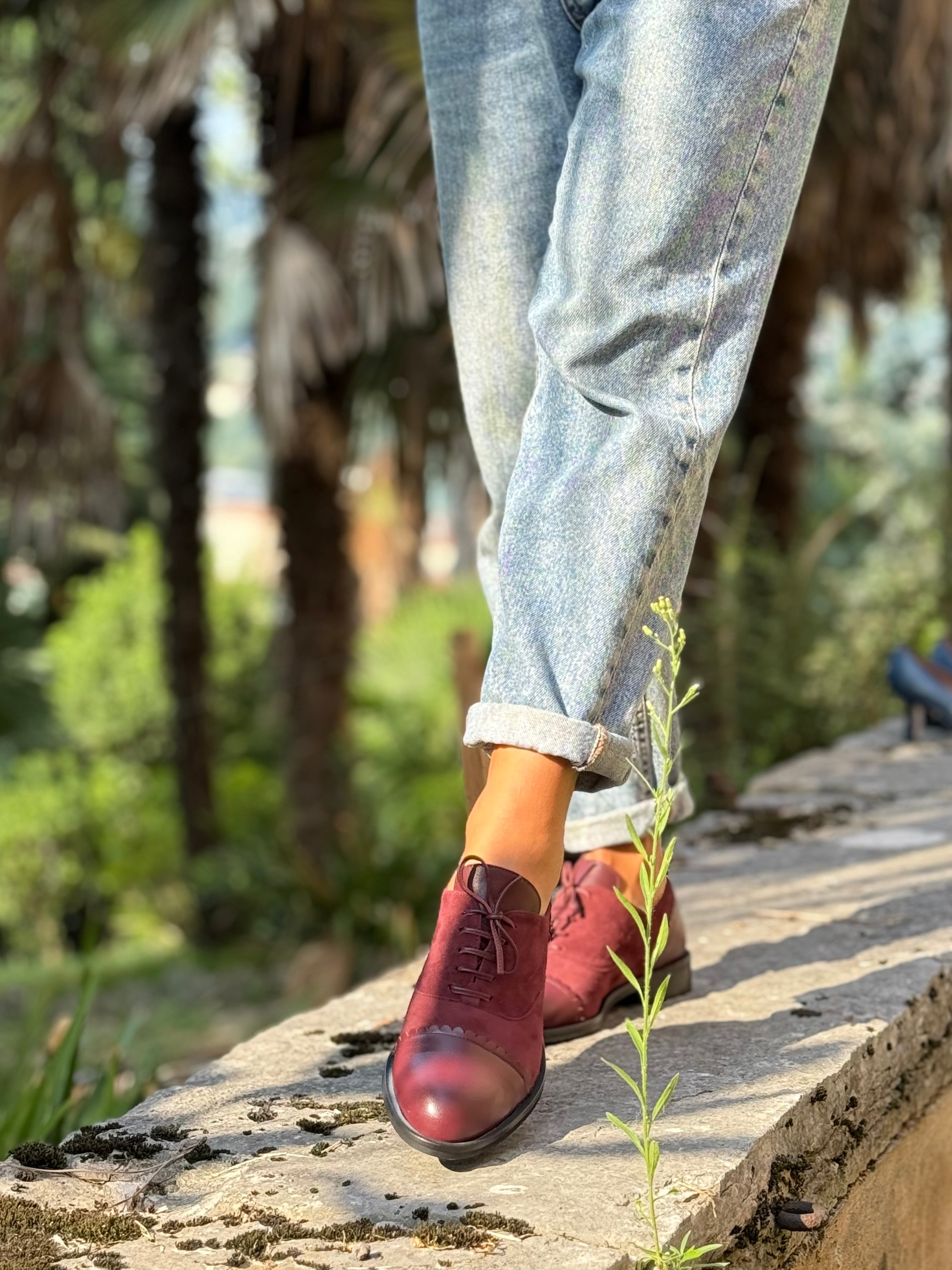 Scarpe Basse Alla Moda Rosso Cinturino A Punta D'orsay Rivetti Da - Foto 4