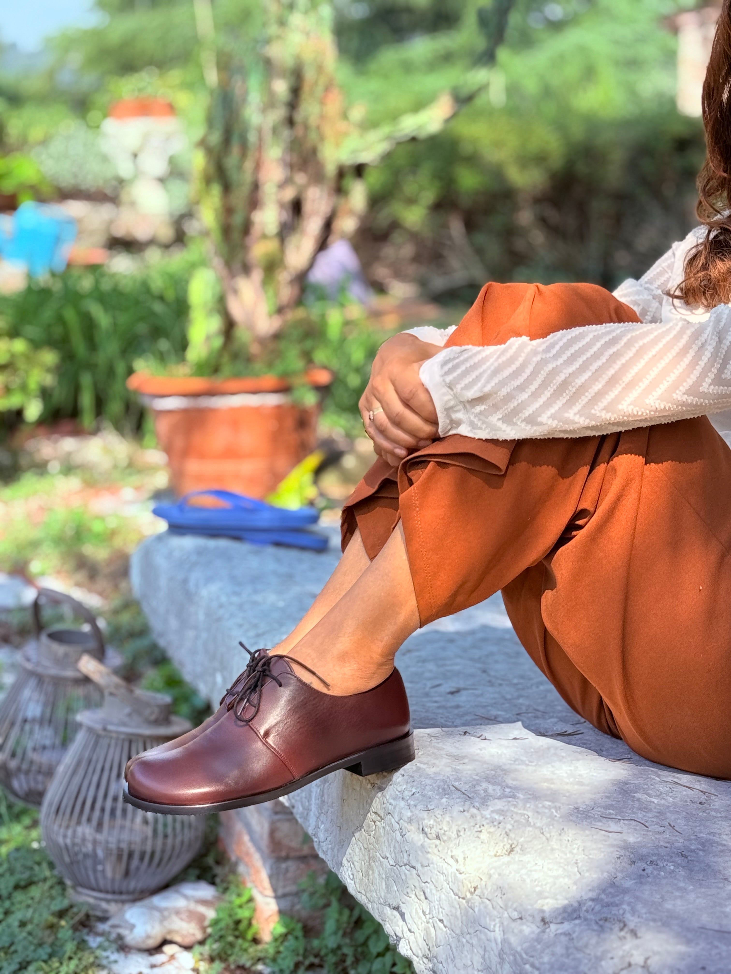 Beagle Wine scarpa bassa allacciata in nappa bordeaux tacco 2 cm artigianale