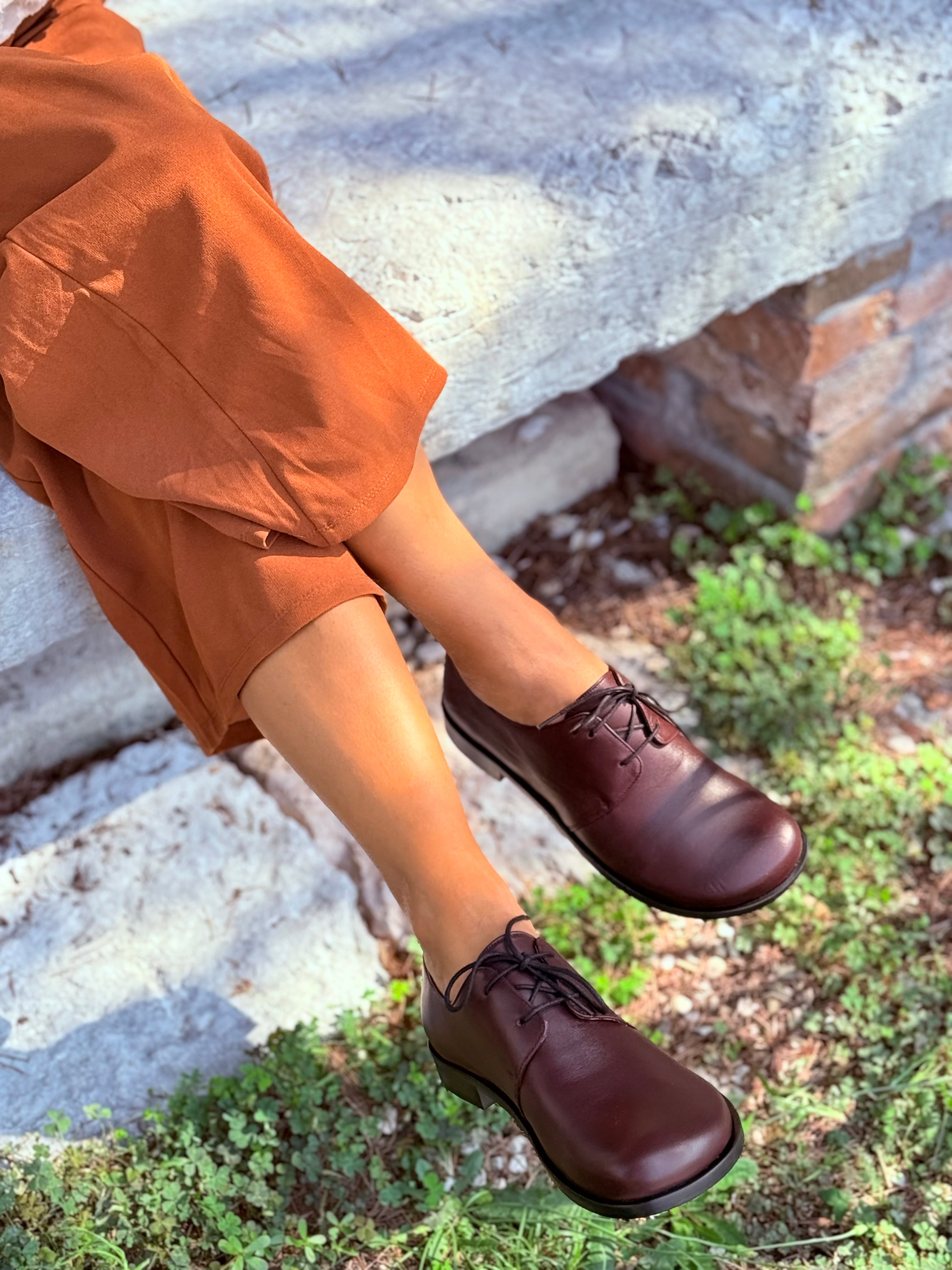 Beagle Wine scarpa bassa allacciata in nappa bordeaux tacco 2 cm artigianale