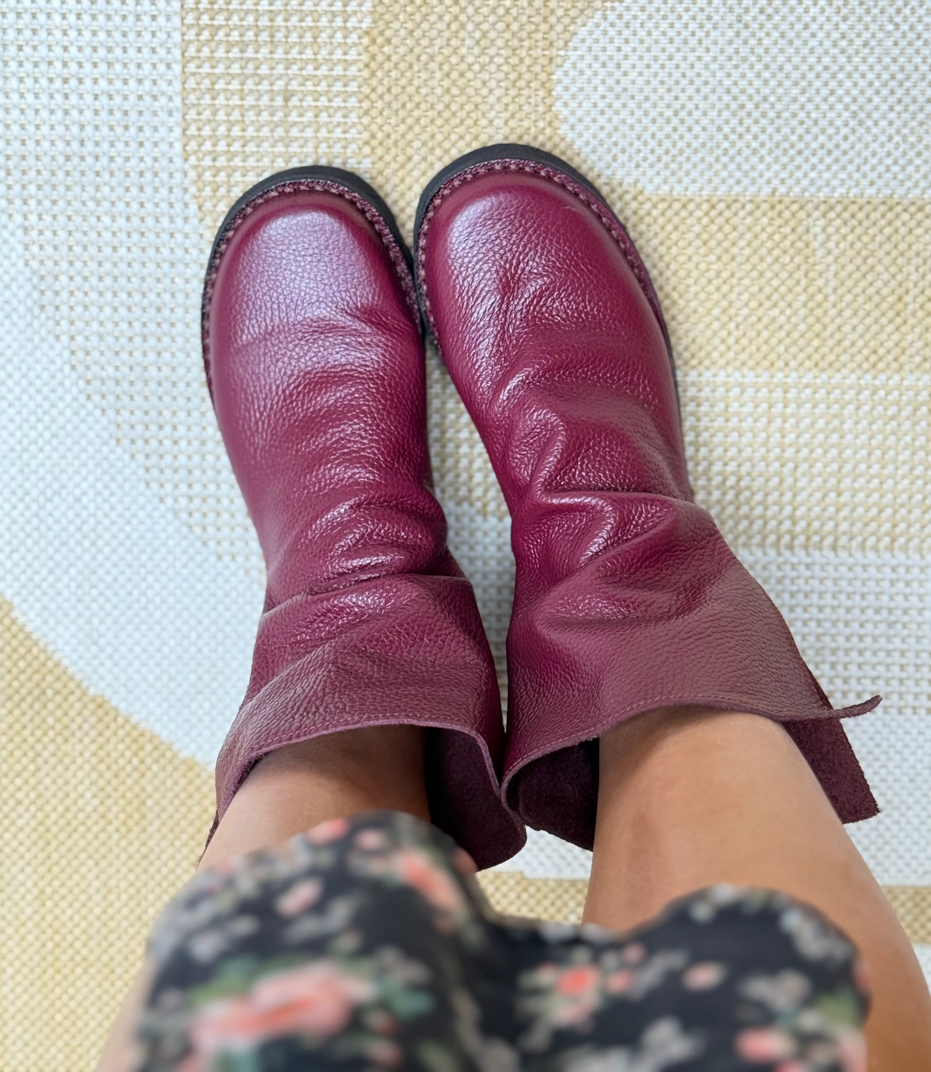 Dobby Bordeaux stivaletto in pelle bordeaux stile peterpan artigianale toscano