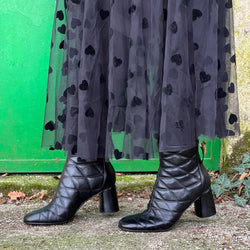 Image of Milord Black tronchetto nero con tacco artigianale marchigiano