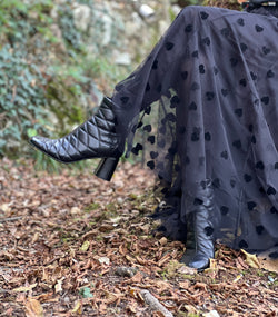 Image of Milord Black tronchetto nero con tacco artigianale marchigiano