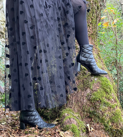 Image of Milord Black tronchetto nero con tacco artigianale marchigiano