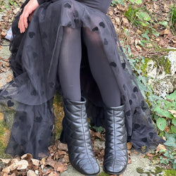 Image of Milord Black tronchetto nero con tacco artigianale marchigiano