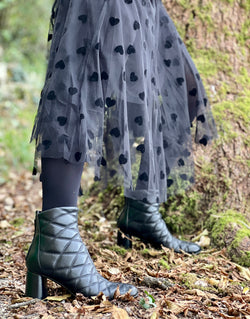 Image of Milord Black tronchetto nero con tacco artigianale marchigiano