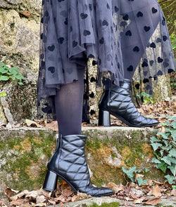 Image of Milord Black tronchetto nero con tacco artigianale marchigiano