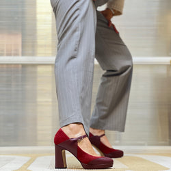 Image of M2O Bordeaux decollete rosso e bordeaux tacco 9cm con plateau  2cm artigianale