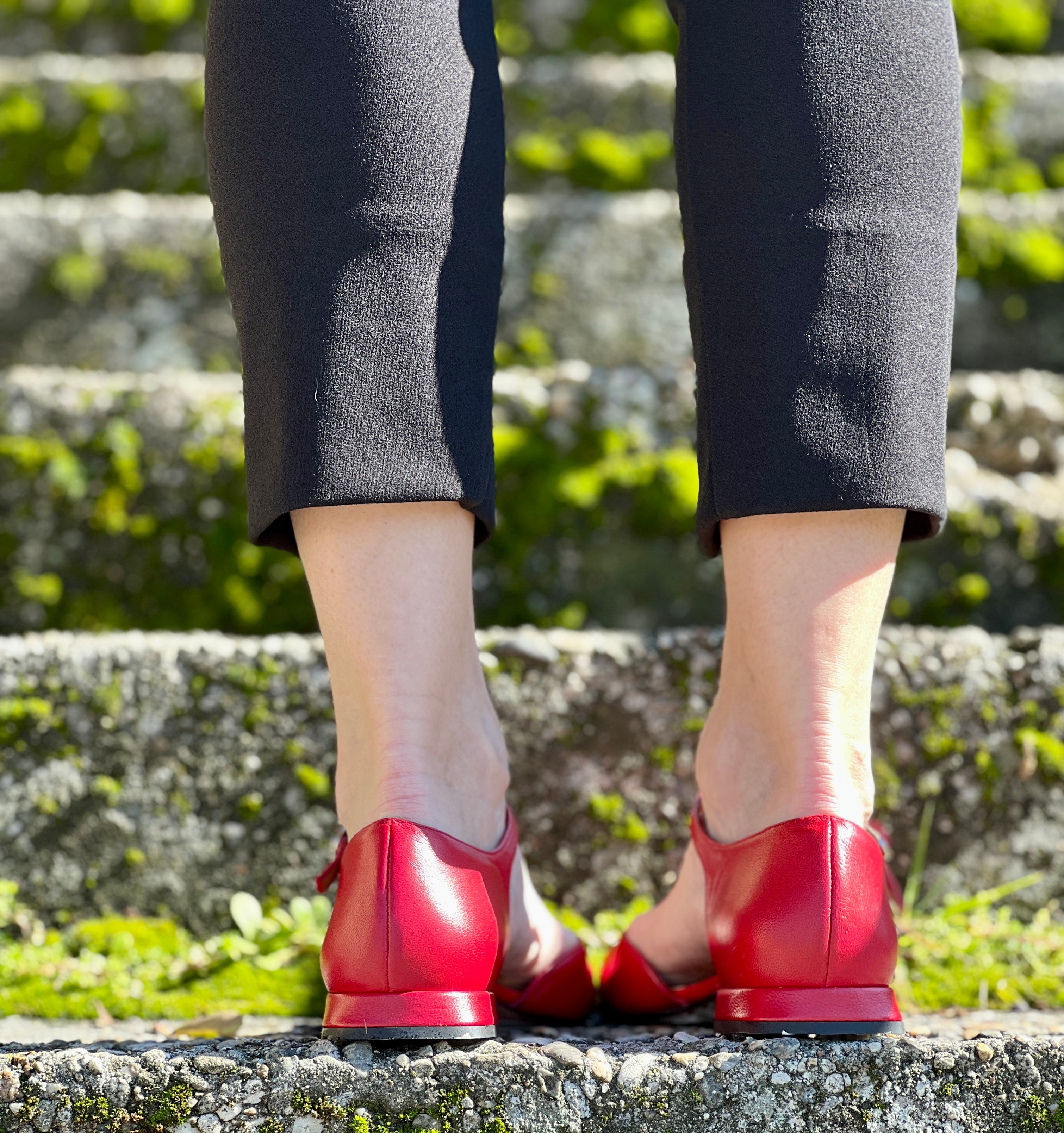 Aflac Red scarpa bassa in pelle rossa t-bar lagattaconglistivali